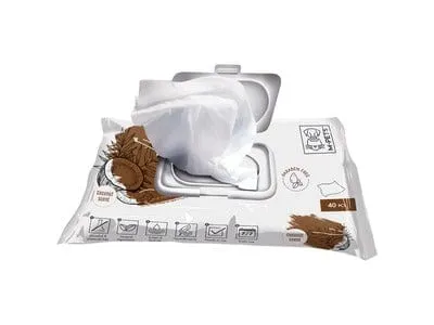 Pet Wipes 15 X 20 Cm - Coconut 40 Pcs  White & Brown