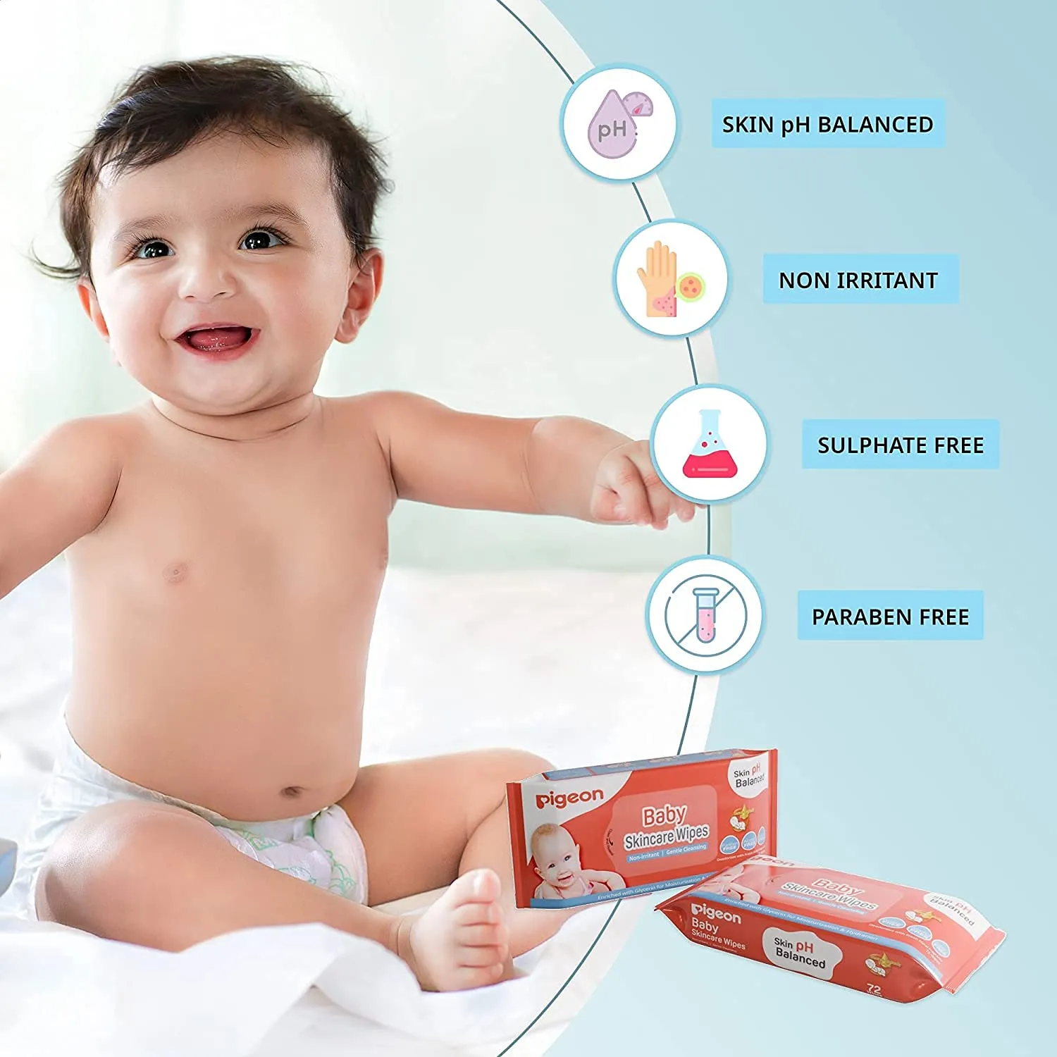 PIGEON Baby Skincare Wipes - 2Pack - 72pcs each