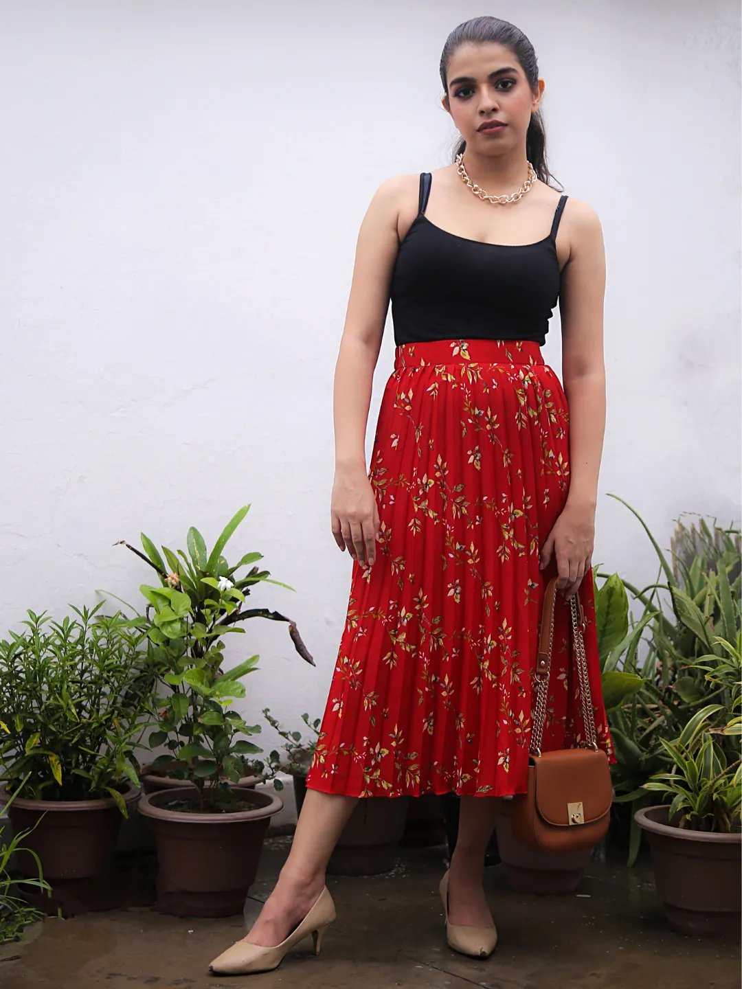 Pleated Midi Skirt