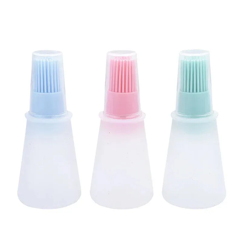 Portable Silicone Oil Bottle with Brush - 3 Pc