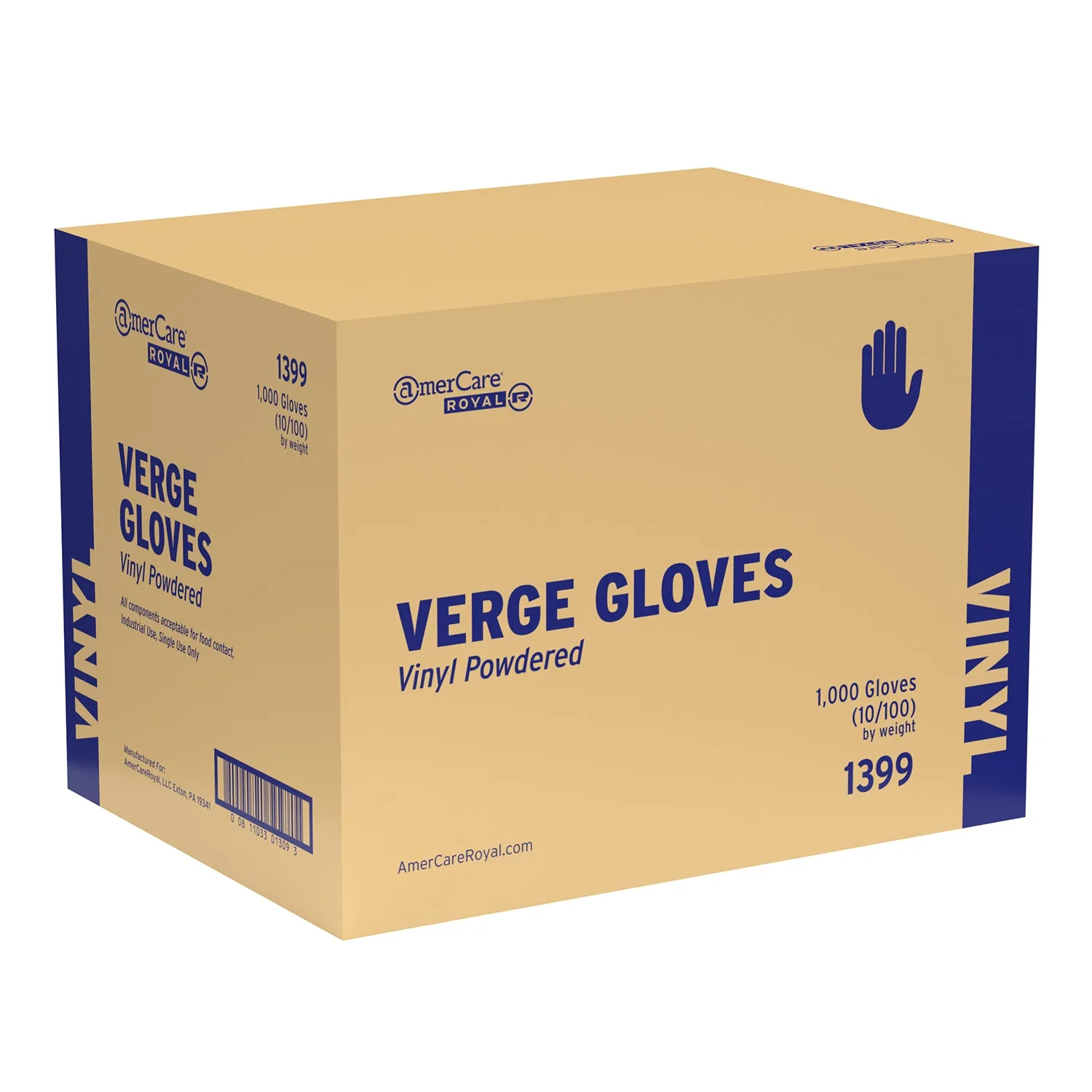 Powdered Vinyl Verge Gloves (S-XL), Case of 1,000