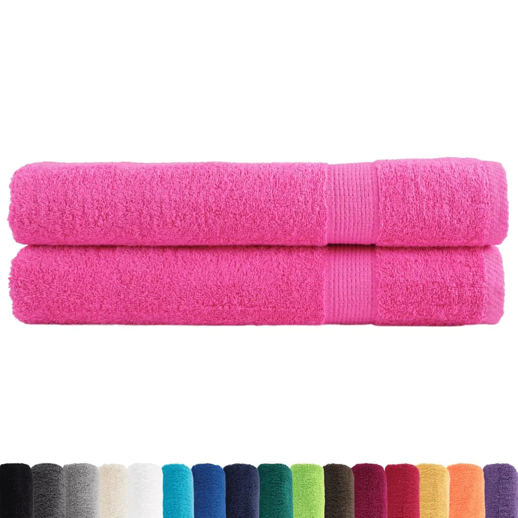 Premium Towels 2 pcs Pink 100x200 cm 600 gsm 100% Cotton