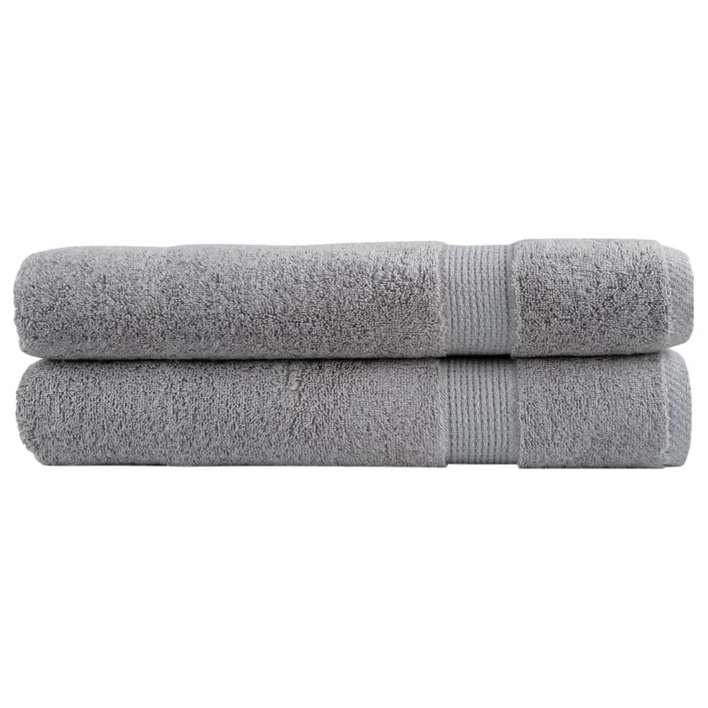 Premium Towels 2pcs Grey 100x200cm 600gsm 100% Cotton