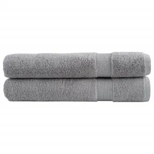 Premium Towels 2pcs Grey 100x200cm 600gsm 100% Cotton