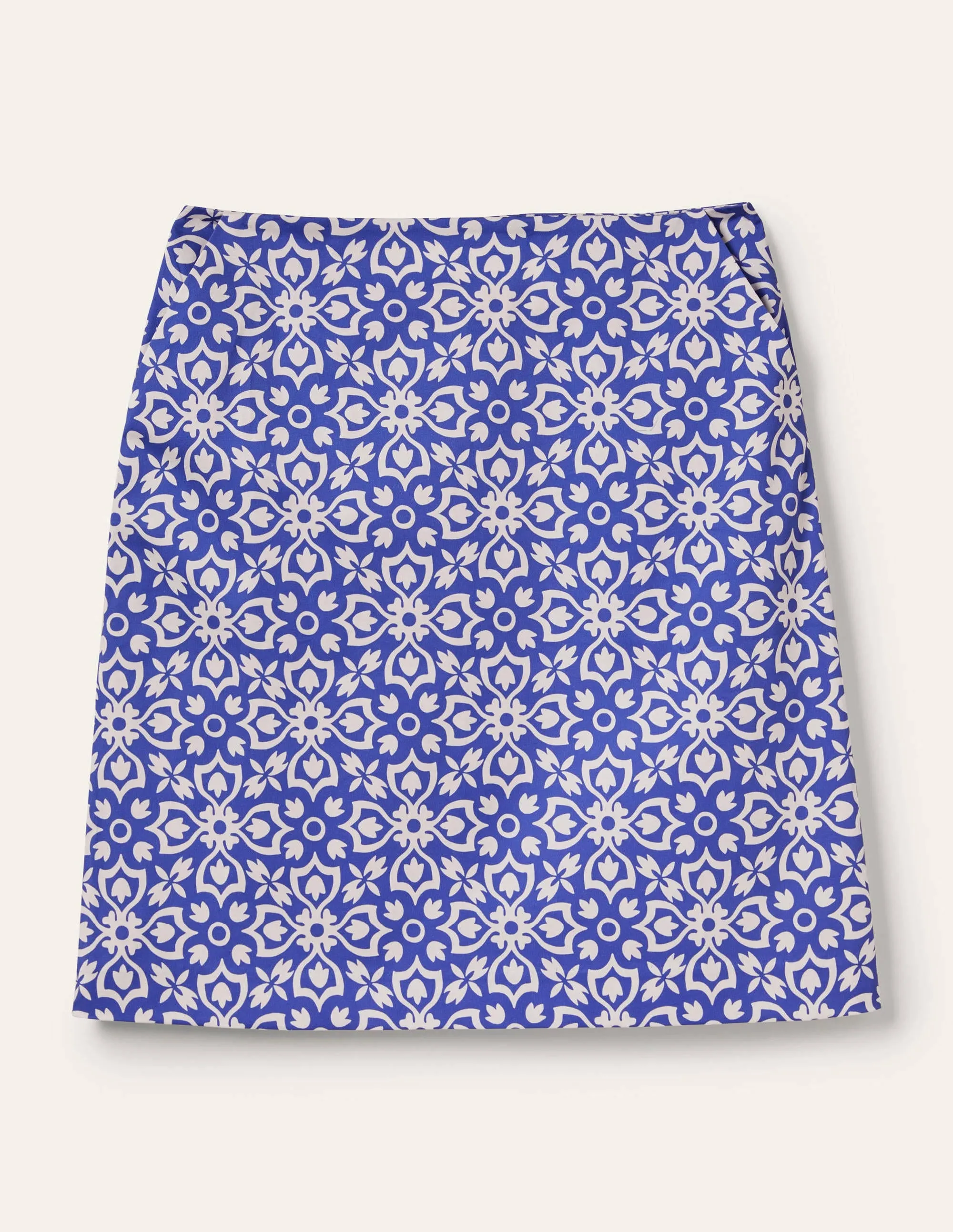 Printed A-line Mini Skirt-Bluebell, Floret Tile