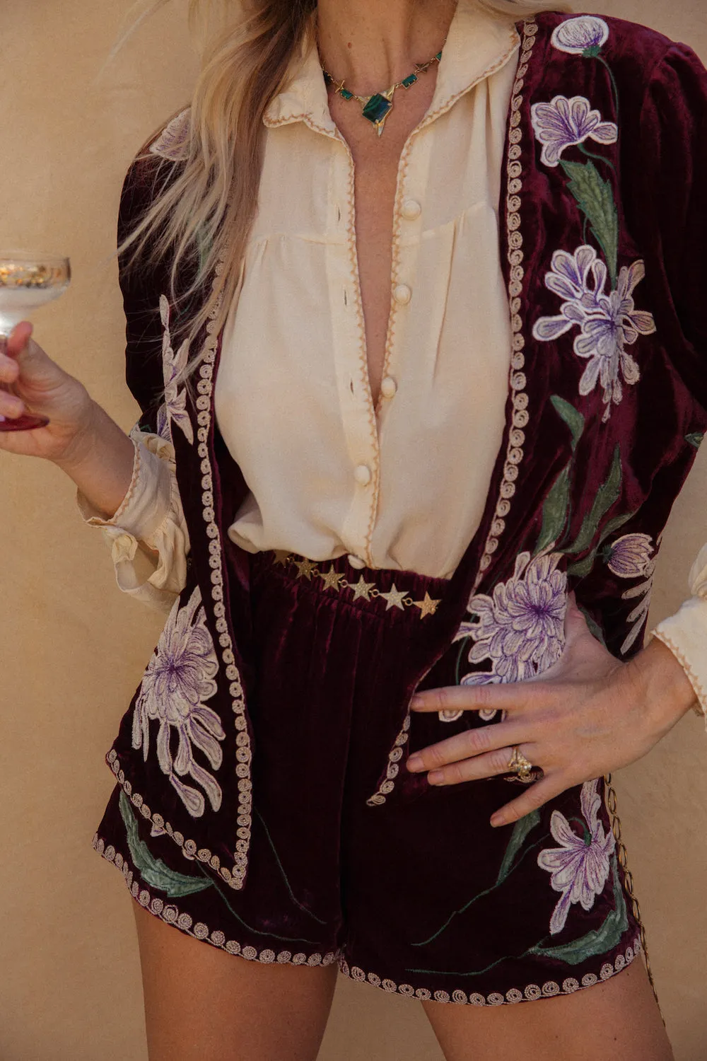 Purple Haze Silk Velvet Kimono Jacket - Mulberry