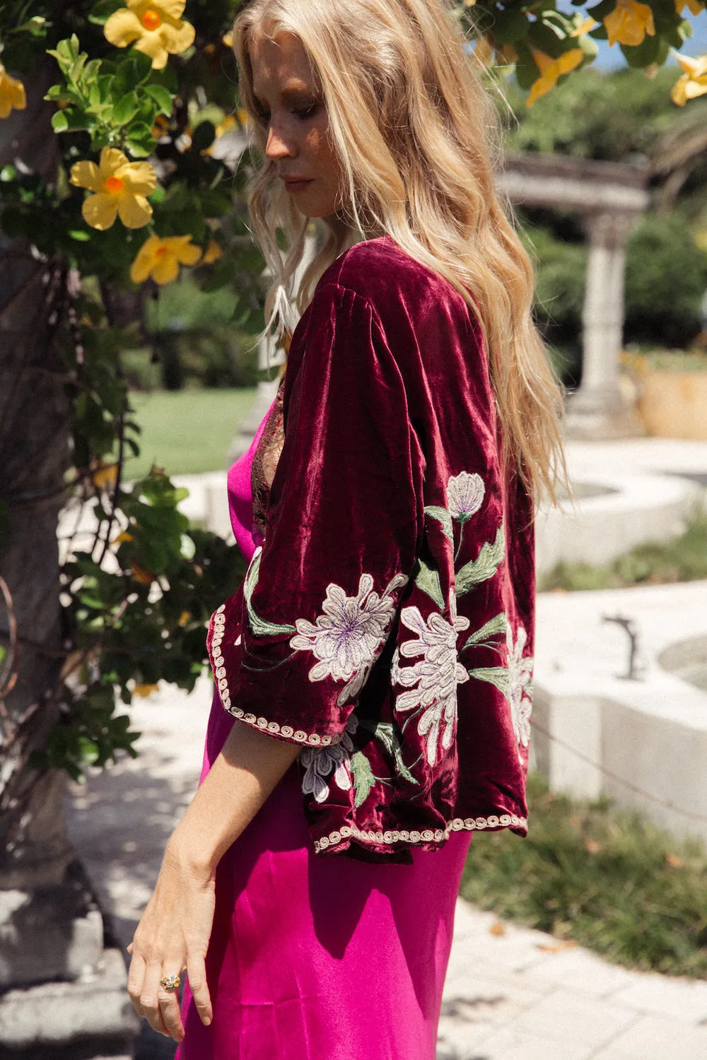 Purple Haze Silk Velvet Kimono Jacket - Mulberry