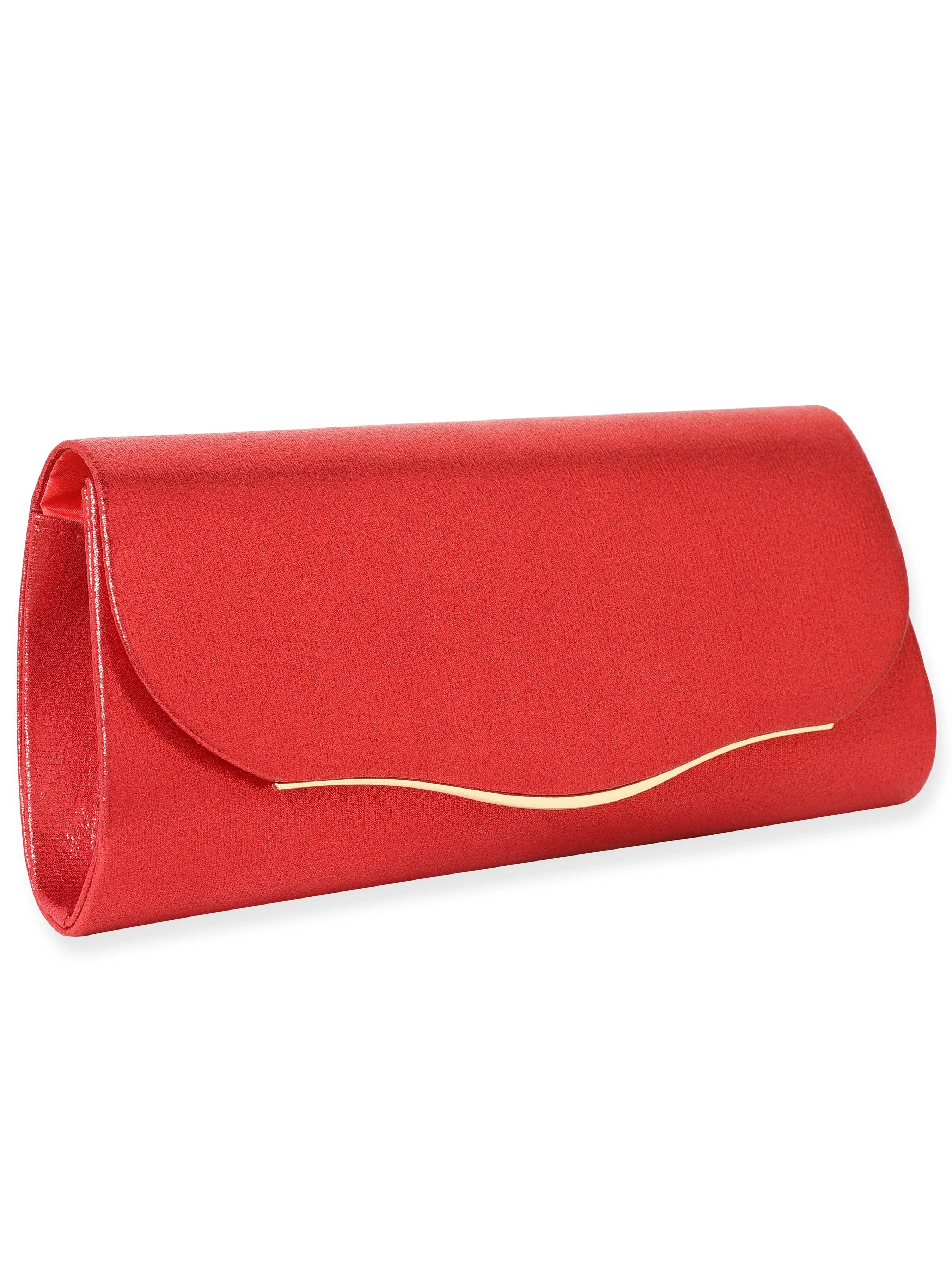 Rubans Fiery Opulence Red Textured Glossy Clutch Bag