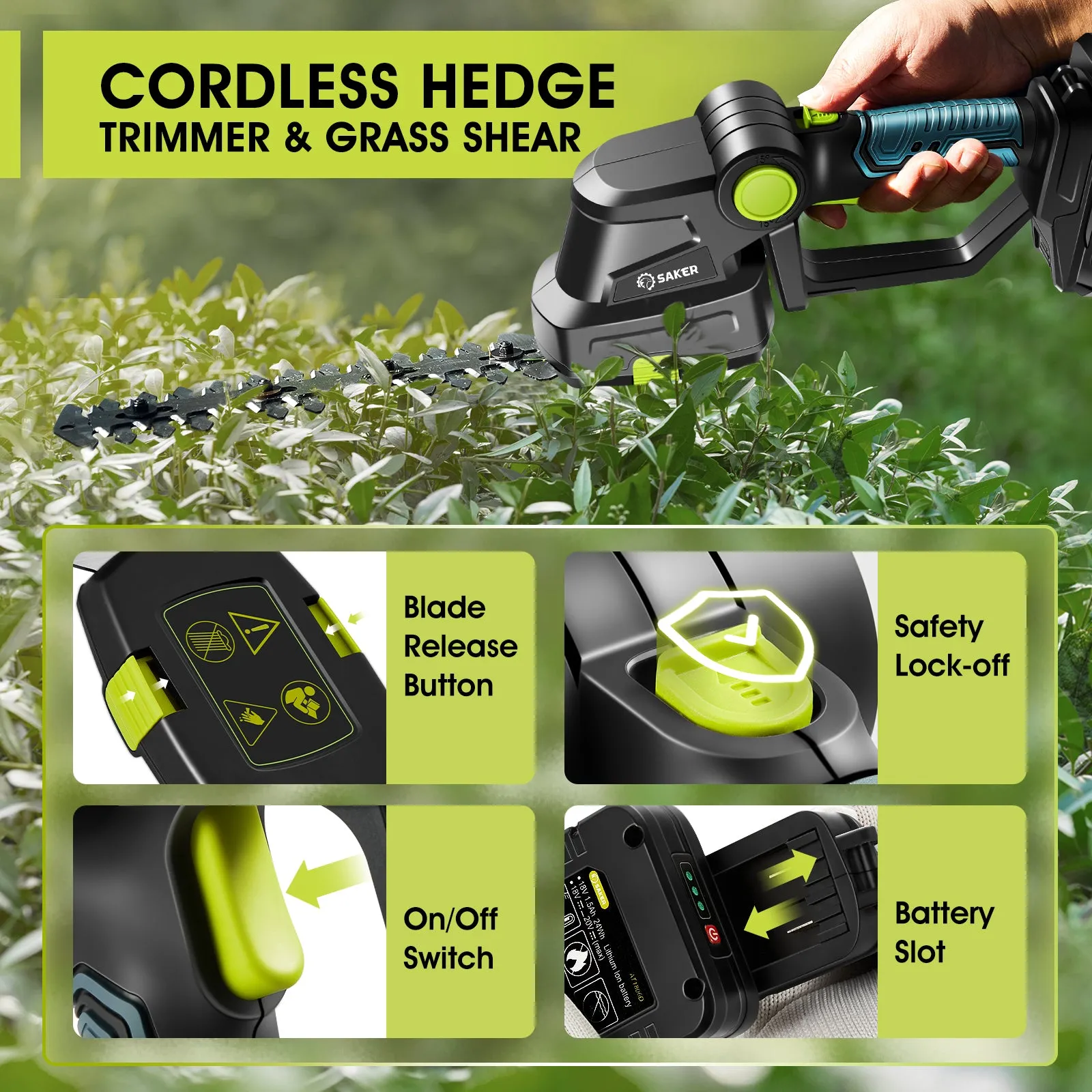 Saker Cordless Hedge Trimmer