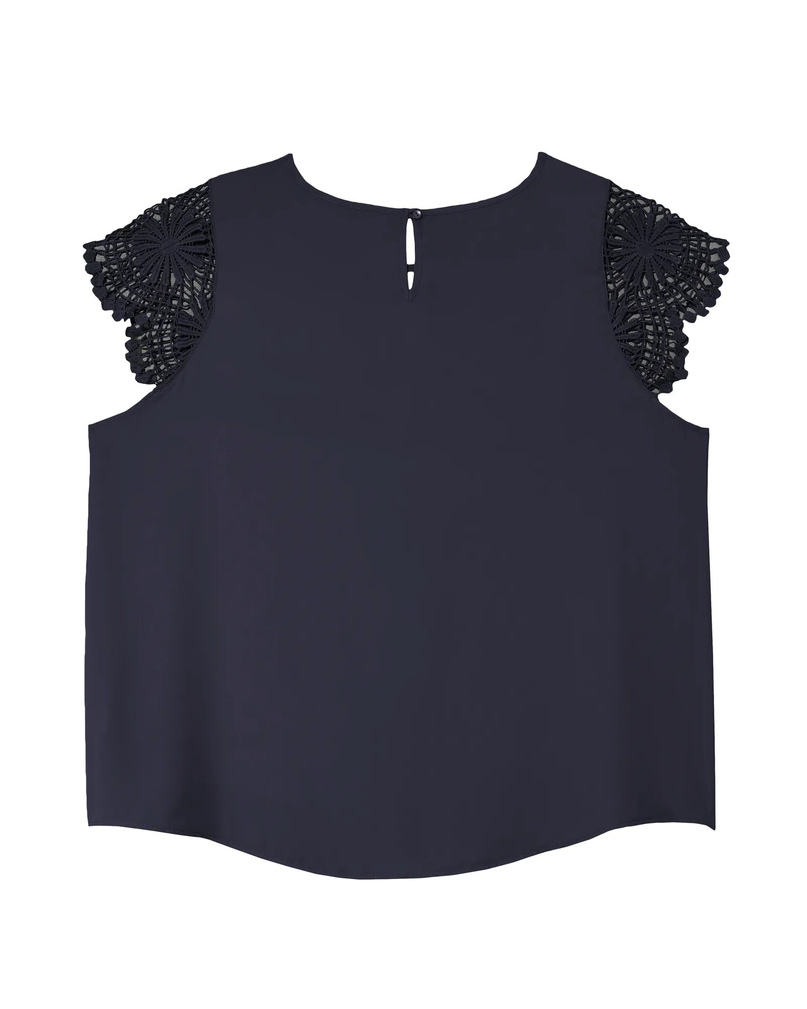 Sherry Short Lace Sleeve Front Pleat Top | Navy