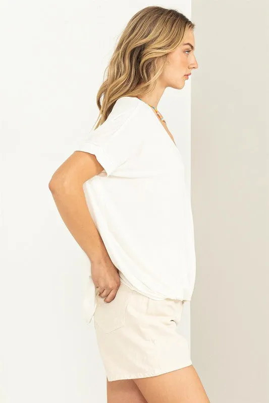 Short Sleeve Surplice Top