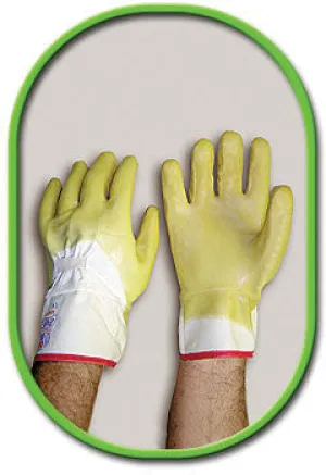 SHOWA Best Glove Size 10 The Original Nitty Gritty General Purpose Yellow Multi- Dipped Natural Rubber Palm Coated Work Gloves With White Cotton Flannel Liner And Knit Wrist