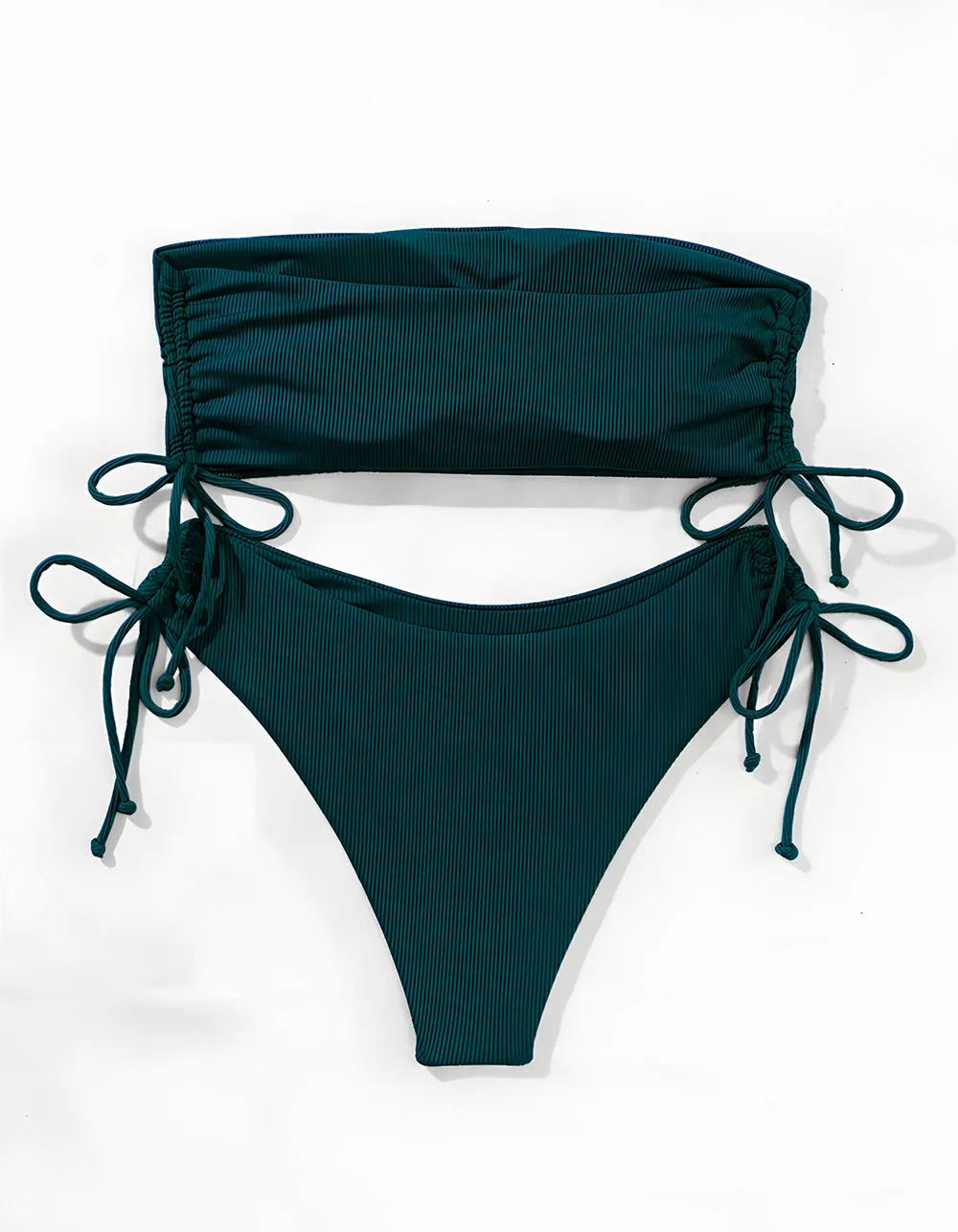 Solid-color Two-piece Tie Side Thongs