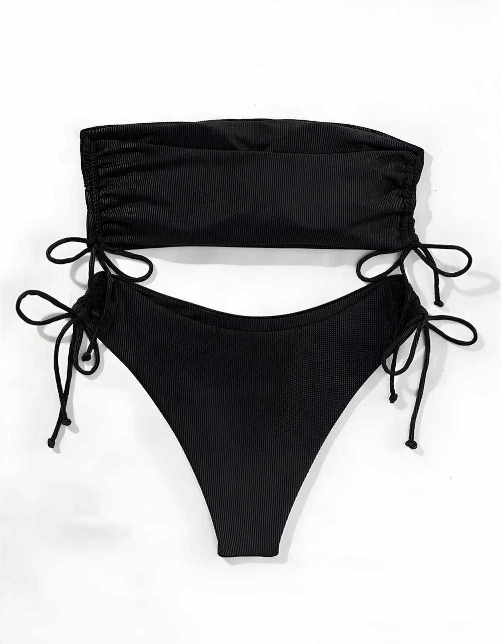 Solid-color Two-piece Tie Side Thongs