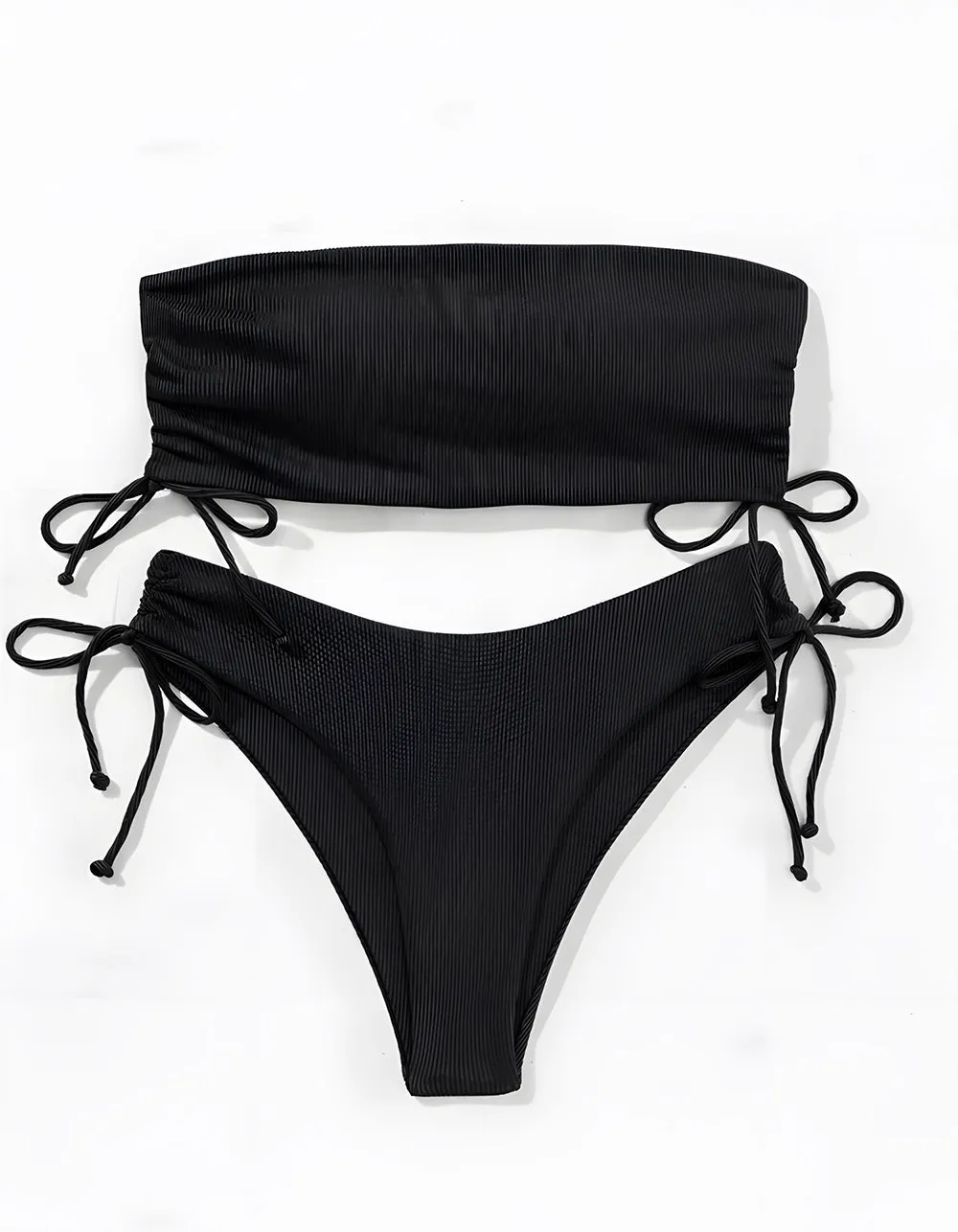 Solid-color Two-piece Tie Side Thongs