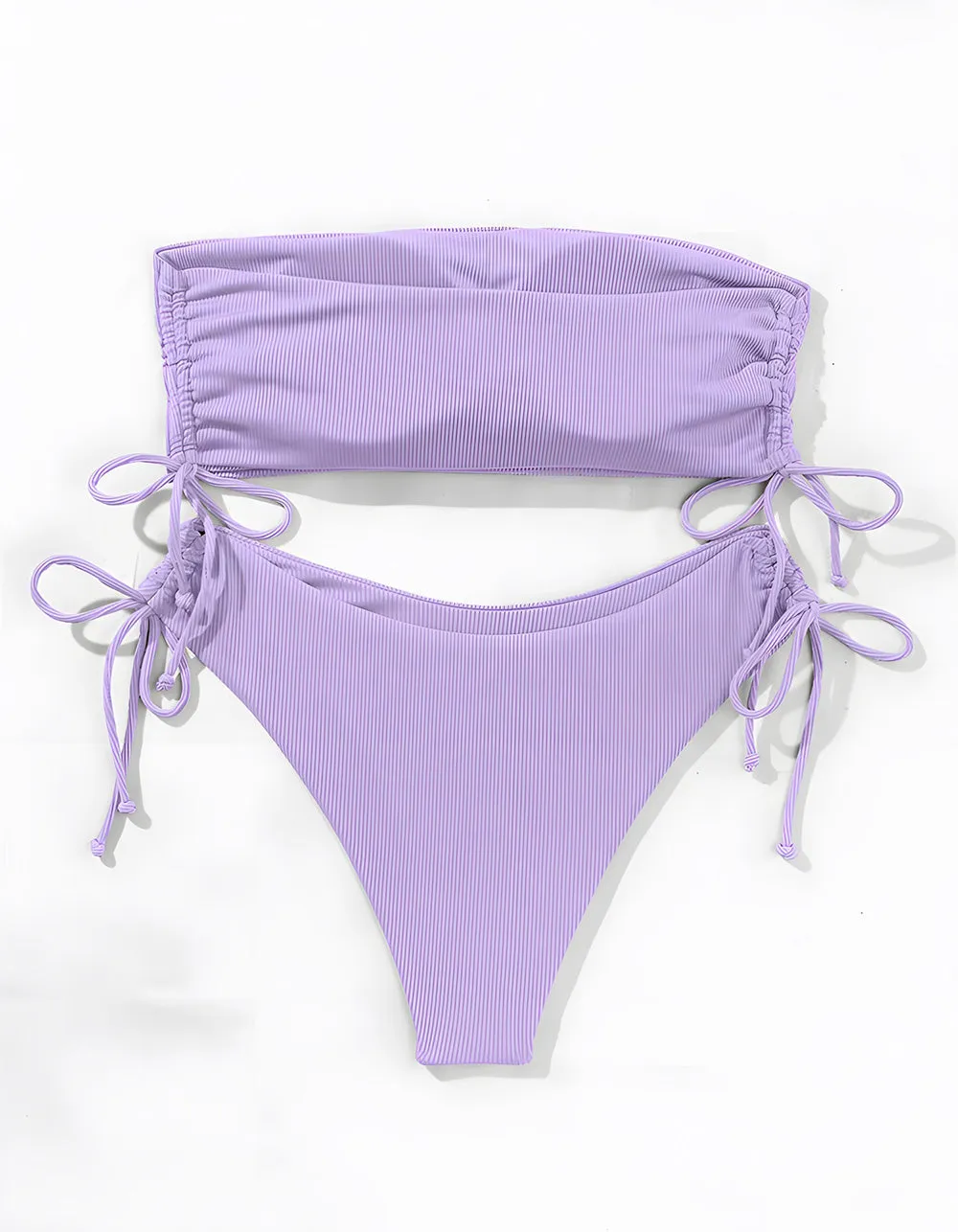 Solid-color Two-piece Tie Side Thongs