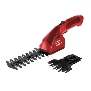 Sun Joe HJ604C-RED 2-in-1 Cordless Grass Shear   Hedger | 7.2 V (Red)