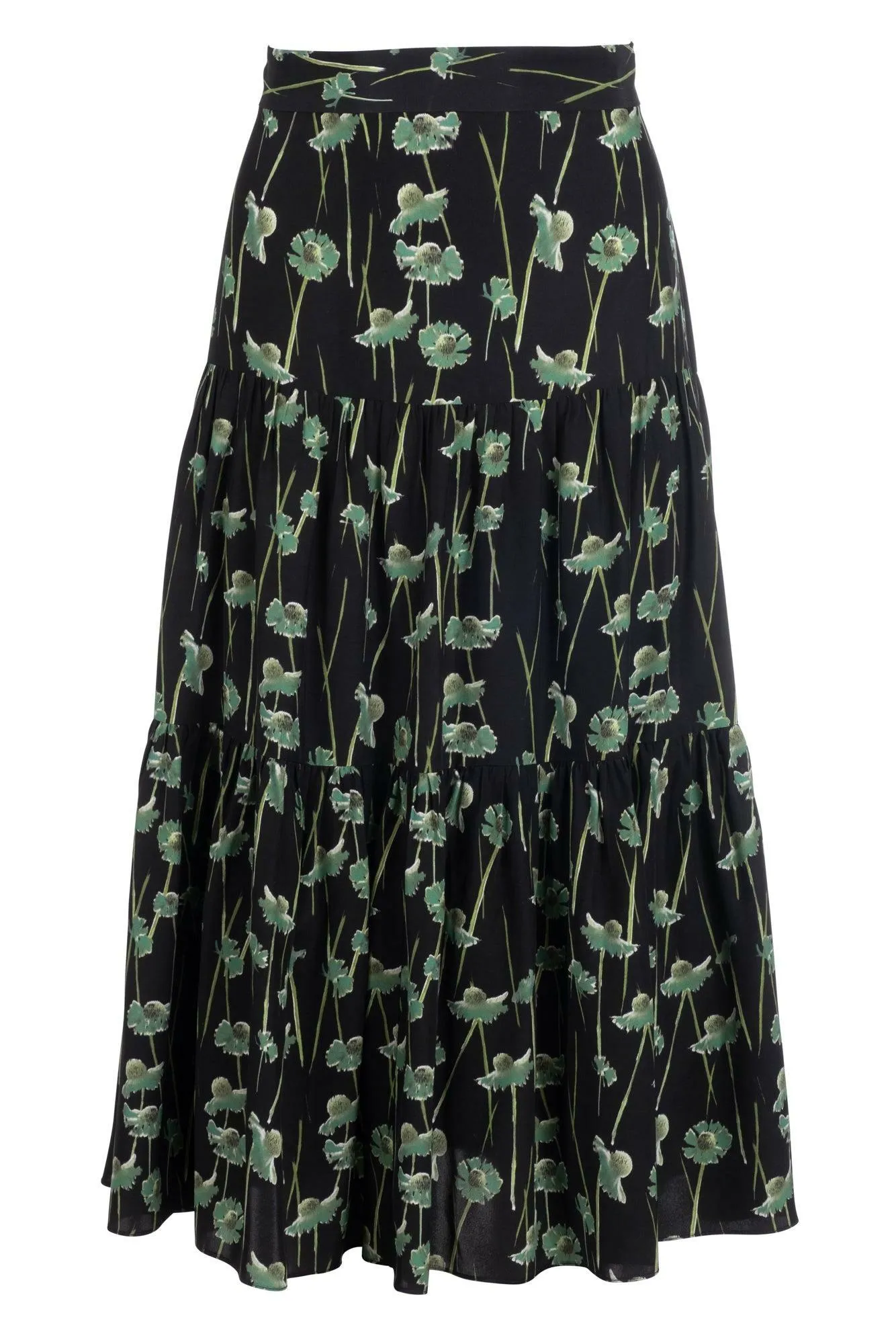 Tiered Midi Skirt - Lime Spanish Poppy