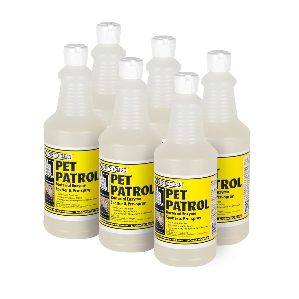 Trusted Clean 'Pet Patrol' Urine & Feces Carpet Spotter Stain Remover (32 oz Flip Top Bottles) - Case of 6