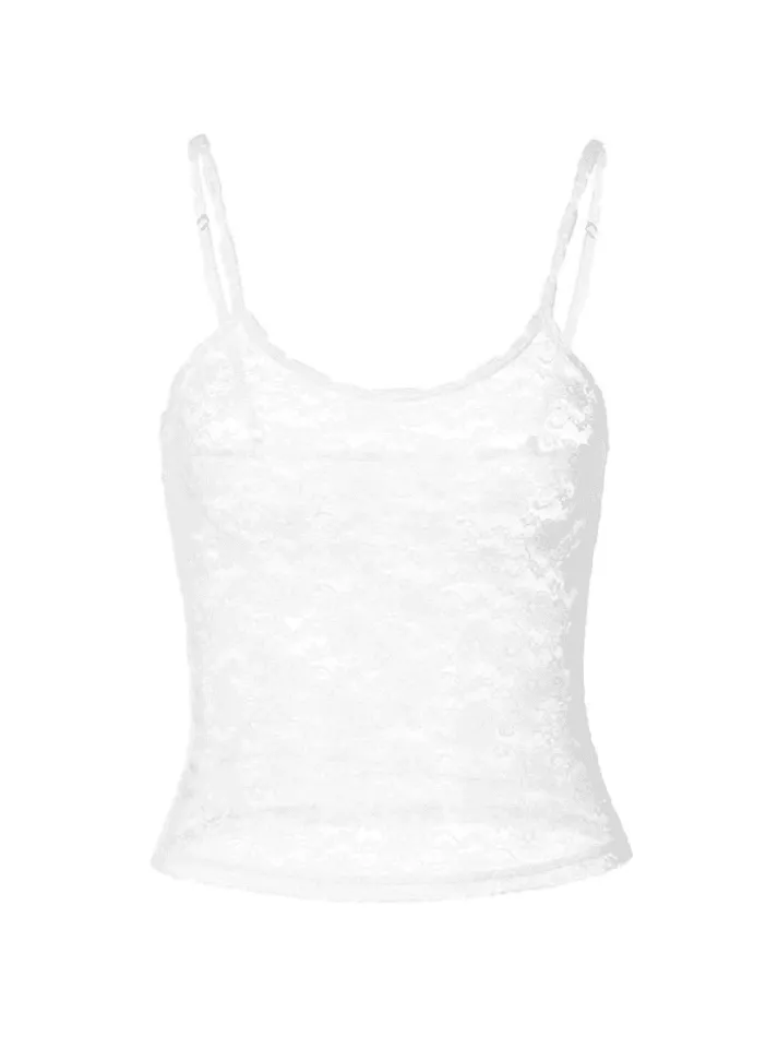 White Sheer Lace Crop Cami Top